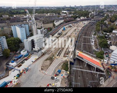 Une vue générale des travaux en cours au terminus londonien de HS2 près d'Euston. Image prise le 27 septembre 2023. © Belinda Jiao jiao.bilin@Gmail. Banque D'Images