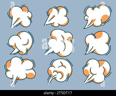 Ensemble de nuages de poussière de dessin animé. Forme de nuage comique. Illustration vectorielle Illustration de Vecteur