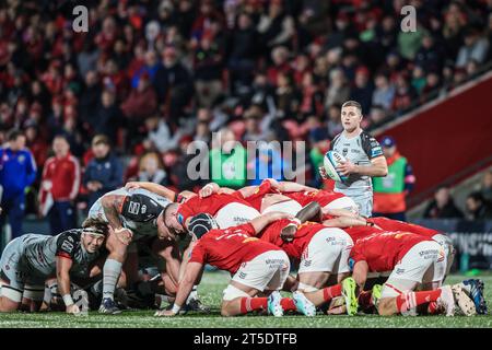 4 novembre 2023, Musgrave Park, Cork, Irlande - United Rugby Championship : Munster vs Dragons Banque D'Images