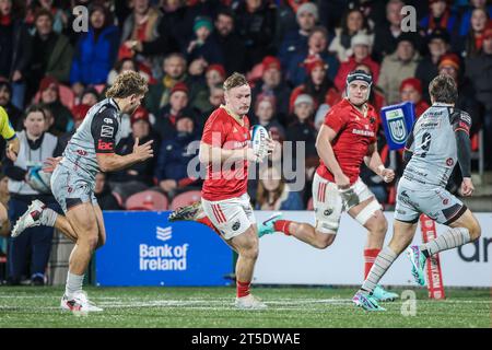 4 novembre 2023, Musgrave Park, Cork, Irlande - United Rugby Championship : Munster vs Dragons Banque D'Images