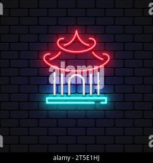Néon de maison chinoise, grand design pour tous les buts. Illustration vectorielle Illustration de Vecteur