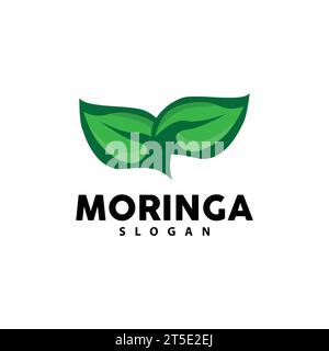 Logo Leaf, vecteur végétal écologique, conception de recyclage de soins de la terre verte, illustration de modèle d'icône de logo Moringa Leaf Illustration de Vecteur