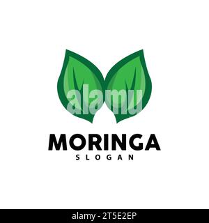 Logo Leaf, vecteur végétal écologique, conception de recyclage de soins de la terre verte, illustration de modèle d'icône de logo Moringa Leaf Illustration de Vecteur