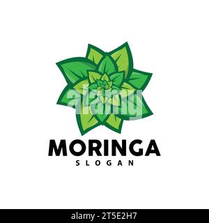 Logo Leaf, vecteur végétal écologique, conception de recyclage de soins de la terre verte, illustration de modèle d'icône de logo Moringa Leaf Illustration de Vecteur