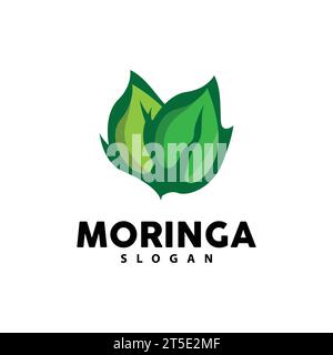 Logo Leaf, vecteur végétal écologique, conception de recyclage de soins de la terre verte, illustration de modèle d'icône de logo Moringa Leaf Illustration de Vecteur