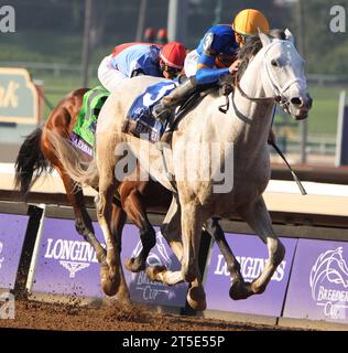 Arcadia, États-Unis. 04 novembre 2023. White Abarrio, monté par Irad Ortiz, Jr., remporte la Breeders' Cup Classic lors de la 40e édition des Breeders' Cup Championships à Santa Anita Park à Arcadia, en Californie. Le samedi 4 novembre 2023. Photo de Mark Abraham/UPI crédit : UPI/Alamy Live News Banque D'Images