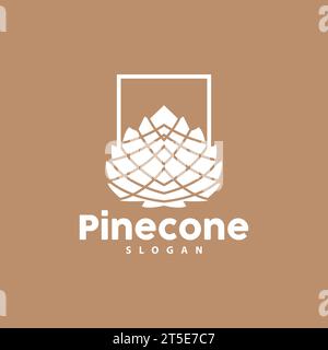 Logo de cône de pin, design simple de pin de luxe élégant, vecteur d'icône d'Acorn d'arbre, illustration de marque de produit Illustration de Vecteur