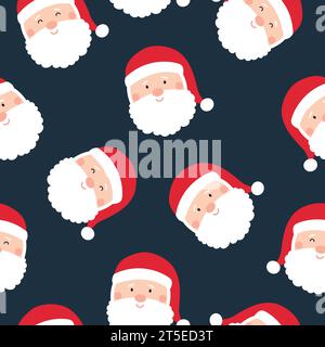 Motif de Noël sans couture. Fond d'hiver avec le Père Noël mignon. Illustration vectorielle de vacances. Illustration de Vecteur