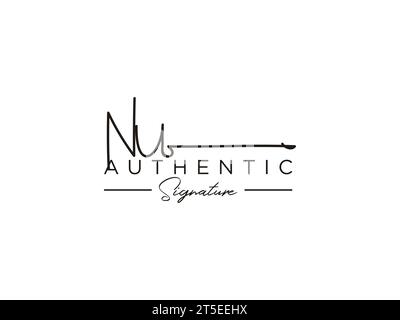 Vecteur de modèle de logo de signature NU. Illustration de Vecteur