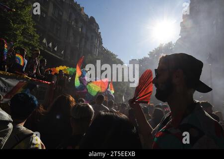 Buenos Aires, Argentine. 04 novembre 2023. De nombreuses personnes participent à la Pride Parade annuelle dans la capitale. Crédit : Florencia Martin/dpa/Alamy Live News Banque D'Images