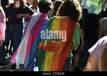 Buenos Aires, Argentine. 04 novembre 2023. De nombreuses personnes participent à la Pride Parade annuelle dans la capitale. Crédit : Florencia Martin/dpa/Alamy Live News Banque D'Images