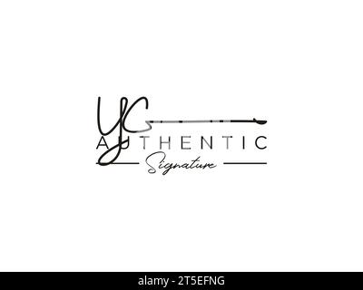 Vecteur de modèle de logo de signature YC. Illustration de Vecteur
