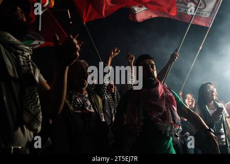 São Paulo/SP Brésil, 4 novembre 2023 – Marche mondiale en faveur du peuple palestinien dans la ville de São Paulo. (Photo : Fábio Vieira/FotoRua) Banque D'Images