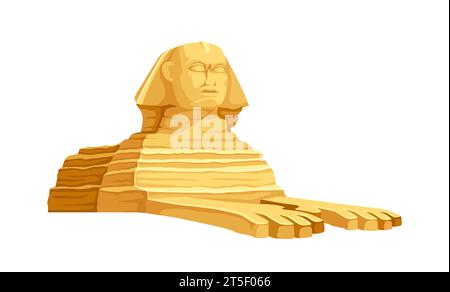 Concept d'élément d'architecture d'Egypte. Sphinx jaune et sable. Histoire et culture de l'Afrique antique. Élément graphique pour le site Web. Vecteur plat de dessin animé il Illustration de Vecteur