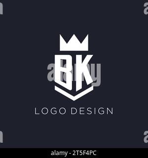 Logo BK avec bouclier et couronne, idées de conception initiale de logo de monogramme Illustration de Vecteur