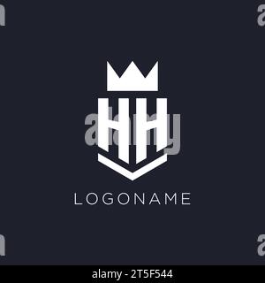 Logo HH avec bouclier et couronne, idées initiales de conception de logo monogramme Illustration de Vecteur