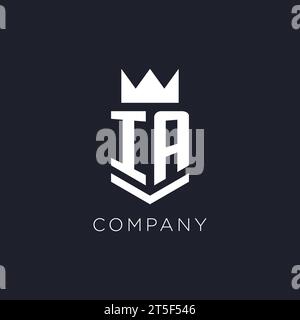 Logo IA avec bouclier et couronne, idées de conception initiale de logo de monogramme Illustration de Vecteur