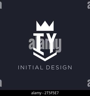 IY logo avec bouclier et couronne, idées de conception initiale de logo de monogramme Illustration de Vecteur
