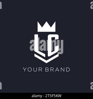 Logo LC avec bouclier et couronne, idées initiales de conception de logo de monogramme Illustration de Vecteur
