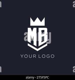 Logo MB avec bouclier et couronne, idées initiales de conception de logo de monogramme Illustration de Vecteur