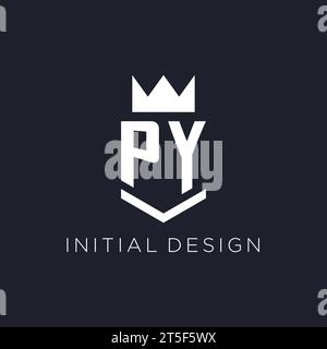 Logo PY avec bouclier et couronne, idées initiales de conception de logo de monogramme Illustration de Vecteur