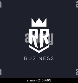 Logo RR avec bouclier et couronne, idées initiales de conception de logo monogramme Illustration de Vecteur