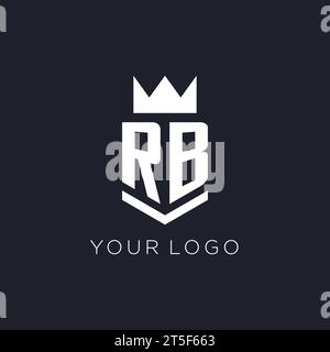 Logo RB avec bouclier et couronne, idées initiales de conception de logo de monogramme Illustration de Vecteur