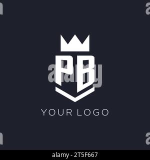Logo PB avec bouclier et couronne, idées initiales de conception de logo de monogramme Illustration de Vecteur