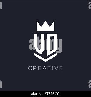 Logo VD avec bouclier et couronne, idées initiales de conception de logo monogramme Illustration de Vecteur