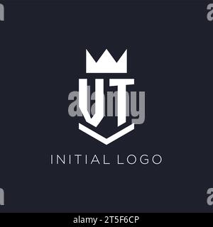 Logo VT avec bouclier et couronne, idées de conception initiale de logo de monogramme Illustration de Vecteur