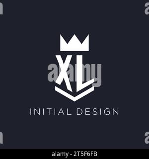 Logo XL avec bouclier et couronne, idées initiales de conception de logo monogramme Illustration de Vecteur