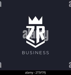 Logo ZR avec bouclier et couronne, idées initiales de conception de logo monogramme Illustration de Vecteur