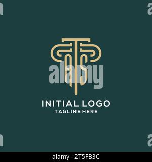 Initial COMME logo de pilier, graphique vectoriel de logo de cabinet d'avocats élégant et de luxe Illustration de Vecteur