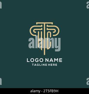 Logo de pilier HC initial, graphique vectoriel de logo de cabinet d'avocats élégant et de luxe Illustration de Vecteur