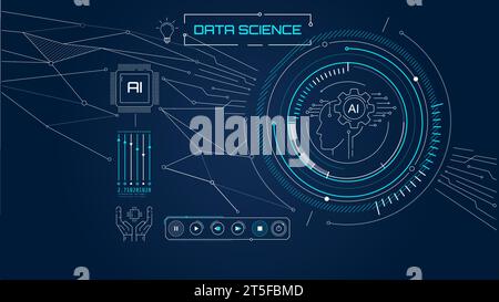 Une interface numérique qui intègre l’intelligence artificielle et les dernières technologies. Illustration de Vecteur