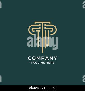 Logo de pilier TW initial, graphique vectoriel de logo de cabinet d'avocats élégant et de luxe Illustration de Vecteur