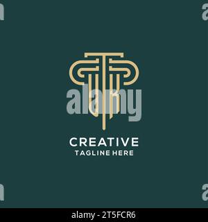 Logo de pilier initial du Royaume-Uni, graphique vectoriel de logo de cabinet d'avocats élégant et de luxe Illustration de Vecteur