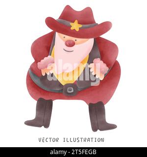Jolly Santa Claus en denim : une illustration de Noël occidental unique Illustration de Vecteur