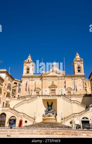 Vittoriosa, Malte - 17 juin 2023 : façade de l'église de l'Immaculée conception à Vittoriosa à Malte Banque D'Images