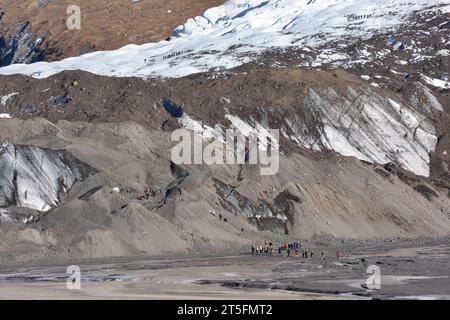 Le glacier Virkisjokull dans le parc national de Skafatfell, Islande Banque D'Images