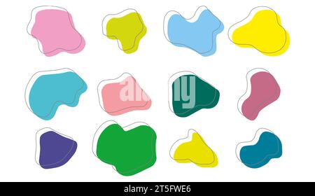 Illustration d'un ensemble de cadres de ligne simple. Décoration de cadre rond en forme de courbe lâche. Fond abstrait liquide Illustration de Vecteur