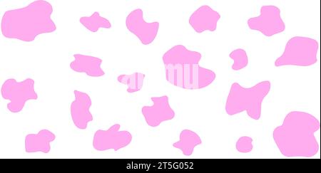 Motif rose sans couture de vache. Arrière-plan vectoriel long et abstrait avec taches répétées dessinées à la main sur fond blanc Illustration de Vecteur