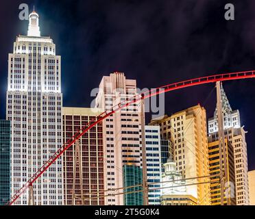 Las Vegas, États-Unis ; 18 janvier 2023 : le New York-New York Hotel & Casino, situé sur Las Vegas Boulevard, est l'un des meilleurs, caractérisé par le Statu Banque D'Images