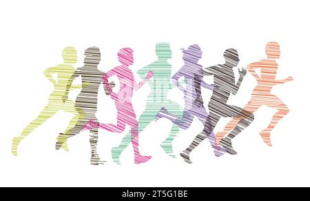 Un groupe de coureurs Illustration Illustration de Vecteur