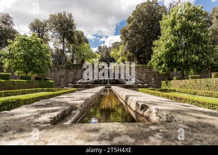 La Fontaine des quatre Maures à Villa Lante, est un jardin maniériste de surprise près de Viterbe Banque D'Images