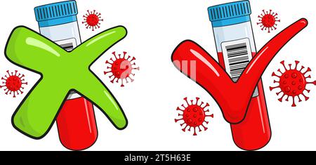 Test sanguin pour le virus. Positif et négatif Illustration de Vecteur