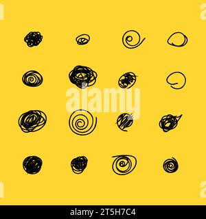 La collection noire forme des points et des gouttes. Ensemble de cercles de doodle dessinés à la main dans un style grunge. Griffonner le cercle et le point de griffonner. Illustration vectorielle pour Illustration de Vecteur