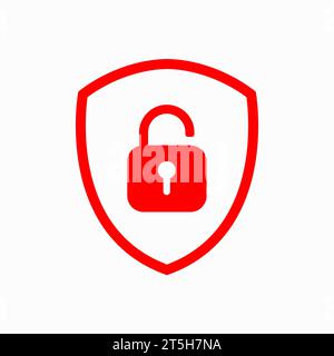 Verrouiller ou déverrouiller le symbole de cadenas avec bouclier. Déverrouillez le signe sur un fond blanc. Illustration vectorielle. Illustration de Vecteur