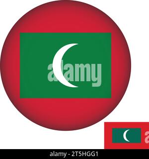 Vecteur de forme ronde du drapeau des Maldives Illustration de Vecteur
