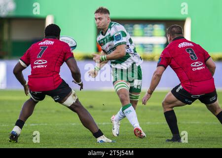 Trévise, Italie. 05 novembre 2023. MAMAN Lorenzo Cannone lors de Benetton Rugby vs Emirates Lions, match du championnat de rugby Uni à Trévise, Italie, novembre 05 2023 crédit : Agence de photo indépendante/Alamy Live News Banque D'Images